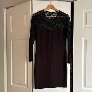 H&M Black and Red Long Sleeve Sheath Dress